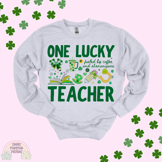 Lucky Teacher Sweatshirt | St. Patrick’s Day Teacher Outfit | Cute Shamrock School Crewneck | Teacher Appreciation Gift | Comfy Spring Teacher Style