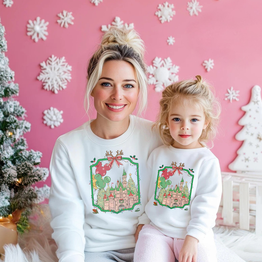 Castle Christmas Crewneck Sweatshirt for Kids and Adults