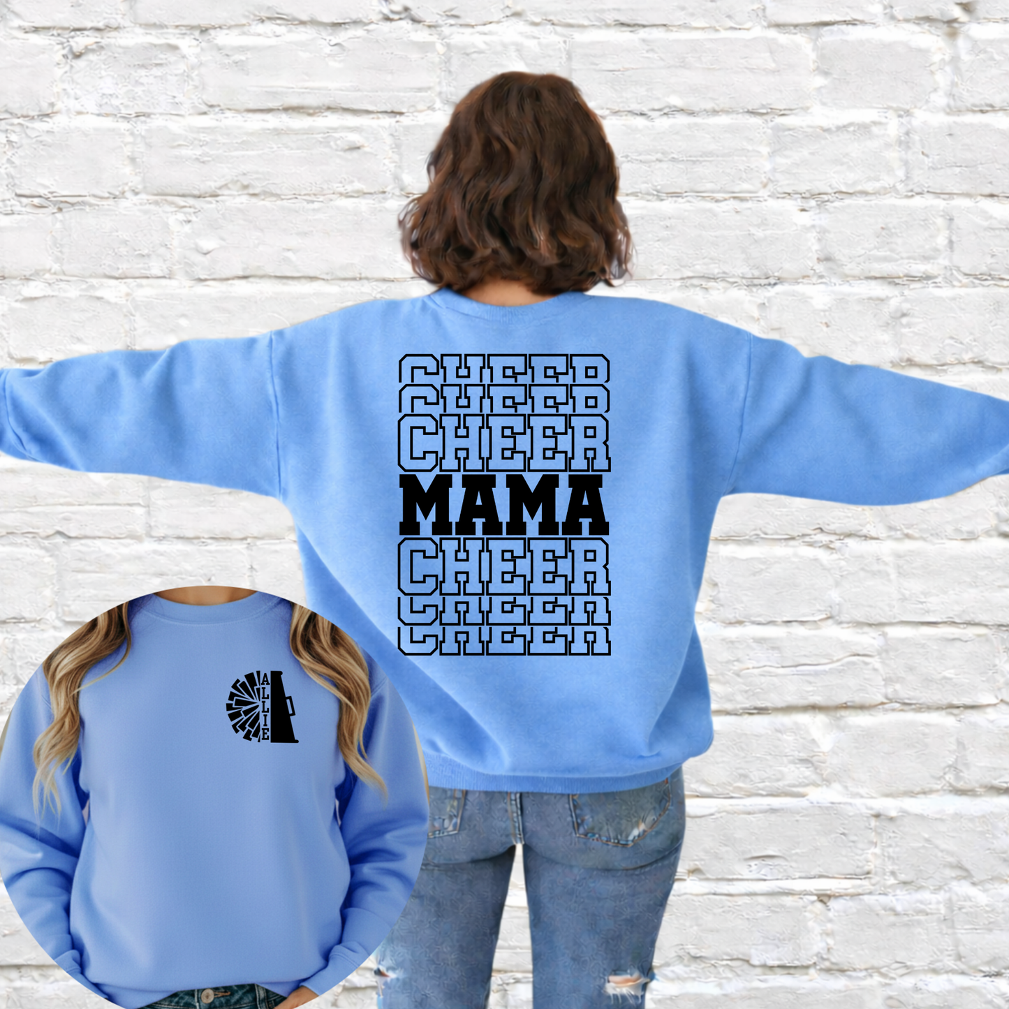 Custom Cheer Mama Sweatshirt | Personalized Cheer Mom Crewneck | Cheer Competition & Game Day Sweatshirt