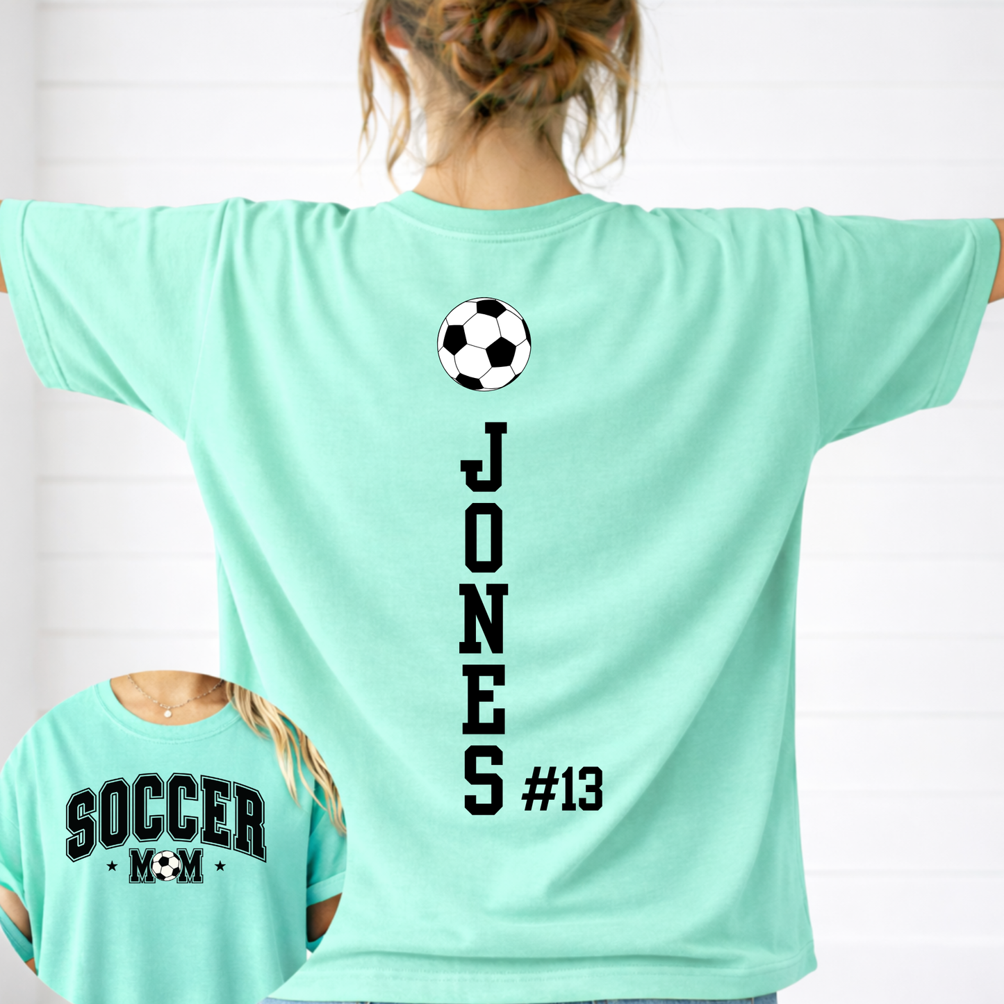 Personalized Soccer Mom Shirt | Custom Player Name & Number Soccer Mom T-Shirt | Game Day Sports Mom Shirt