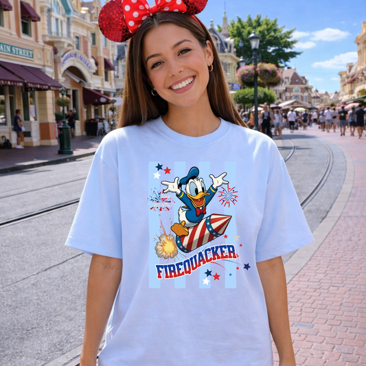 DONALD FIRE QUACKER TANK OR TEE - COMFORT COLORS - MAGICAL PARK DAY VACATION TOP