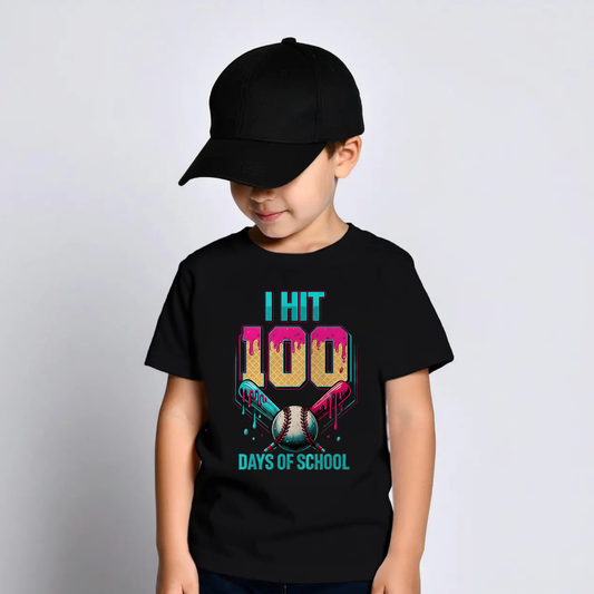 Boys Baseball Drip 100 Days of School Shirt | 100th Day of School Baseball Tee for Kids