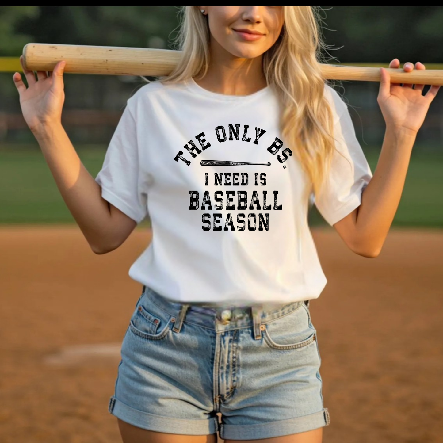 The Only BS I Need Is Baseball Season Shirt for Women | Bella Canvas Baseball Tee