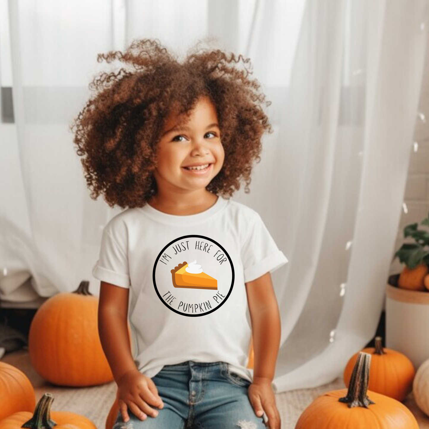 Kids “I’m Here for the Pie” Thanksgiving Shirt | Funny Fall T-Shirt for Boys & Girls