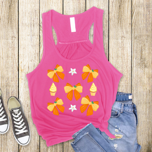ORANGE BIRD BOWS Racerback Tank for Women – Lightweight Vacation Graphic Tank