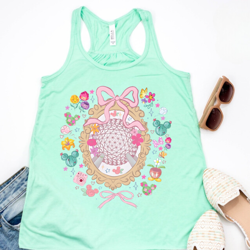 FLOWER GARDEN Racerback Tank for Women – Lightweight Vacation Graphic Tank