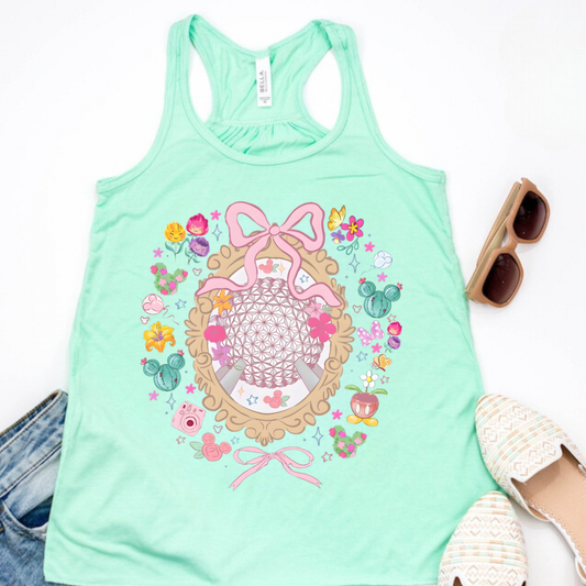 FLOWER GARDEN Racerback Tank for Women – Lightweight Vacation Graphic Tank