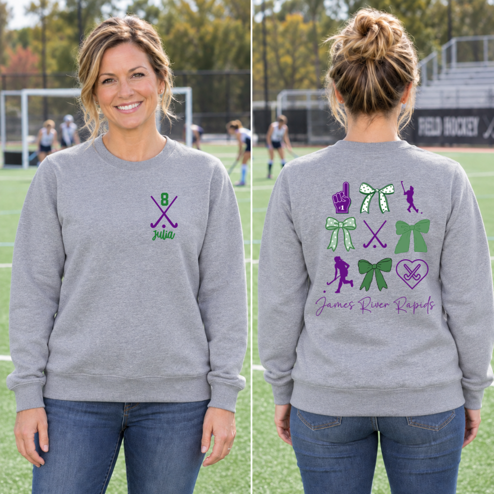 CUSTOM FIELD HOCKEY MOM SWEATSHIRT | Personalized Player Name & Number Crewneck | Choose Your Team Colors