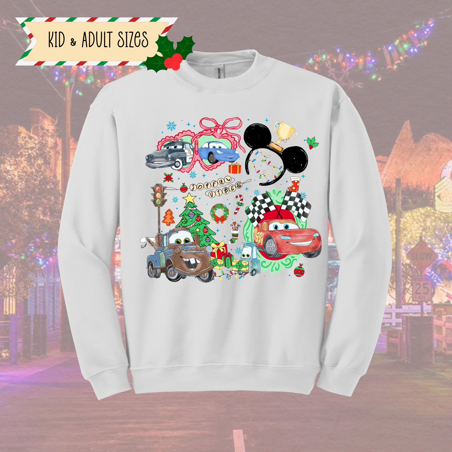Cars Christmas Crewneck Sweatshirt for Kids and Adults