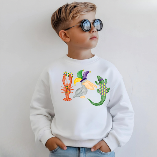 Kids Mardi Gras Sweatshirt | Cute Carnival Crewneck for Boys & Girls | Festive Holiday Outfit Gift