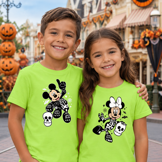 MATCHING HALLOWEEN MOUSE SKELETONS SIBLING HALLOWEEN Magical Theme Park Halloween Kids Shirt | Toddler & Youth Sizes