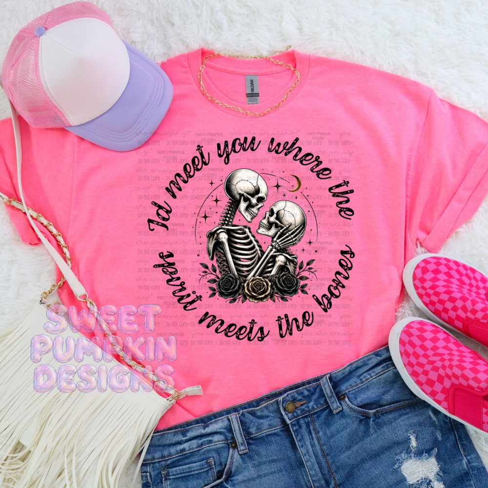 SPIRIT MEETS THE BONE | Bella Canvas Halloween Graphic Tee