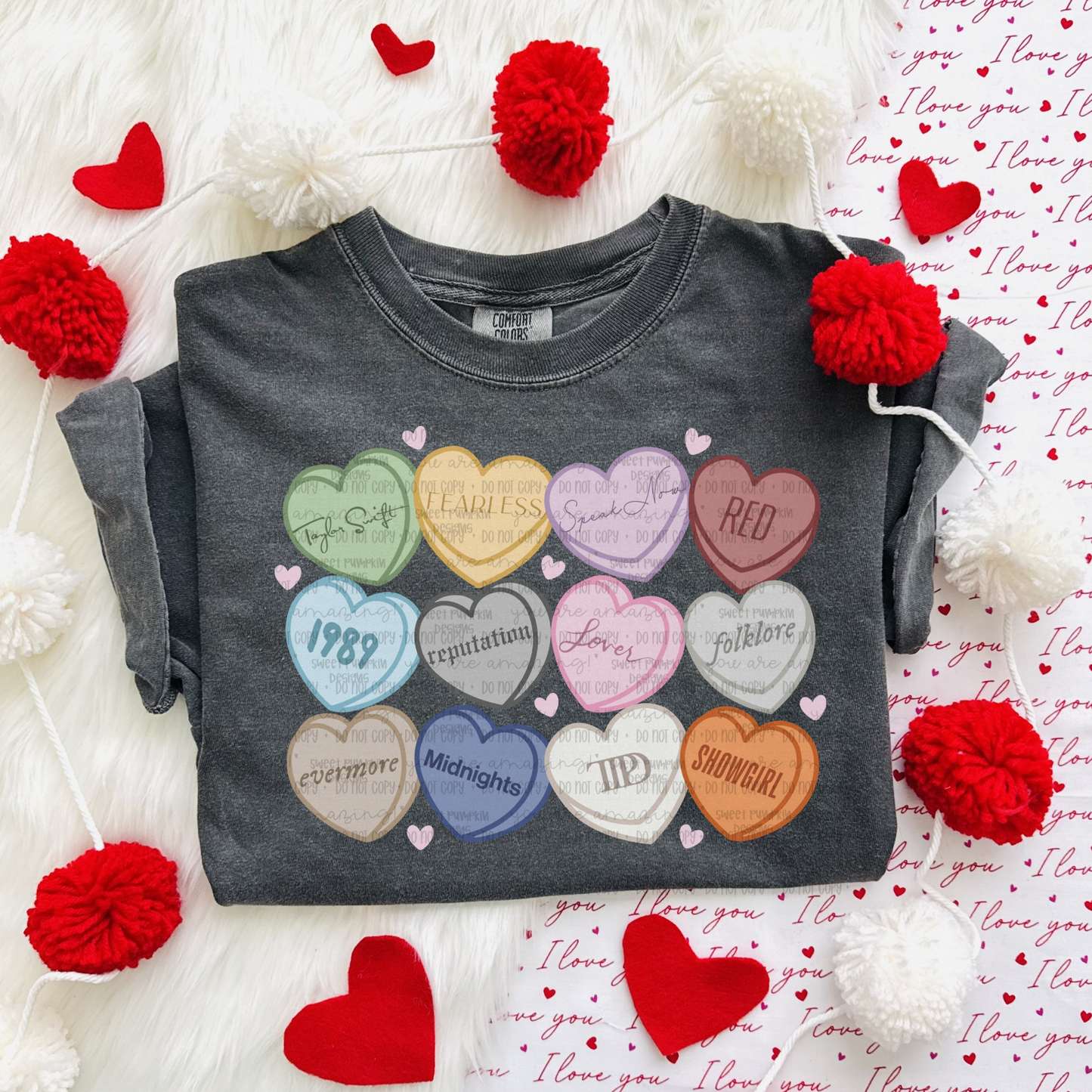 Album Candy Hearts - Comfort Colors Short & Long Sleeve