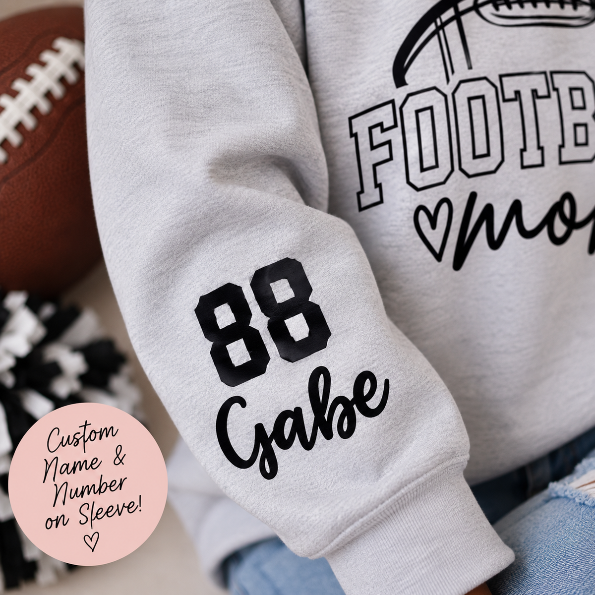 Custom Football Mom Sweatshirt | Personalized Player Name & Number Sleeve Crewneck