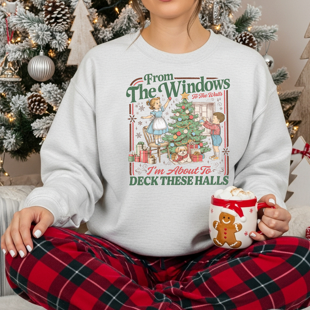 Deck the Halls Christmas Sweatshirt | Retro Vintage Christmas Crewneck