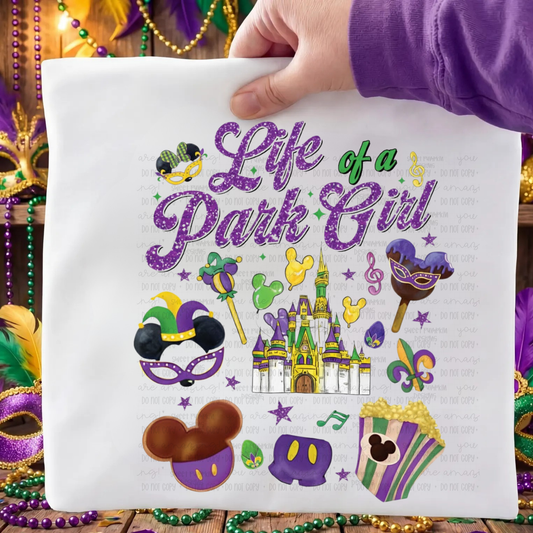 MARDI GRAS PARK GIRL SHIRT - Comfort Colors Short & Long Sleeve