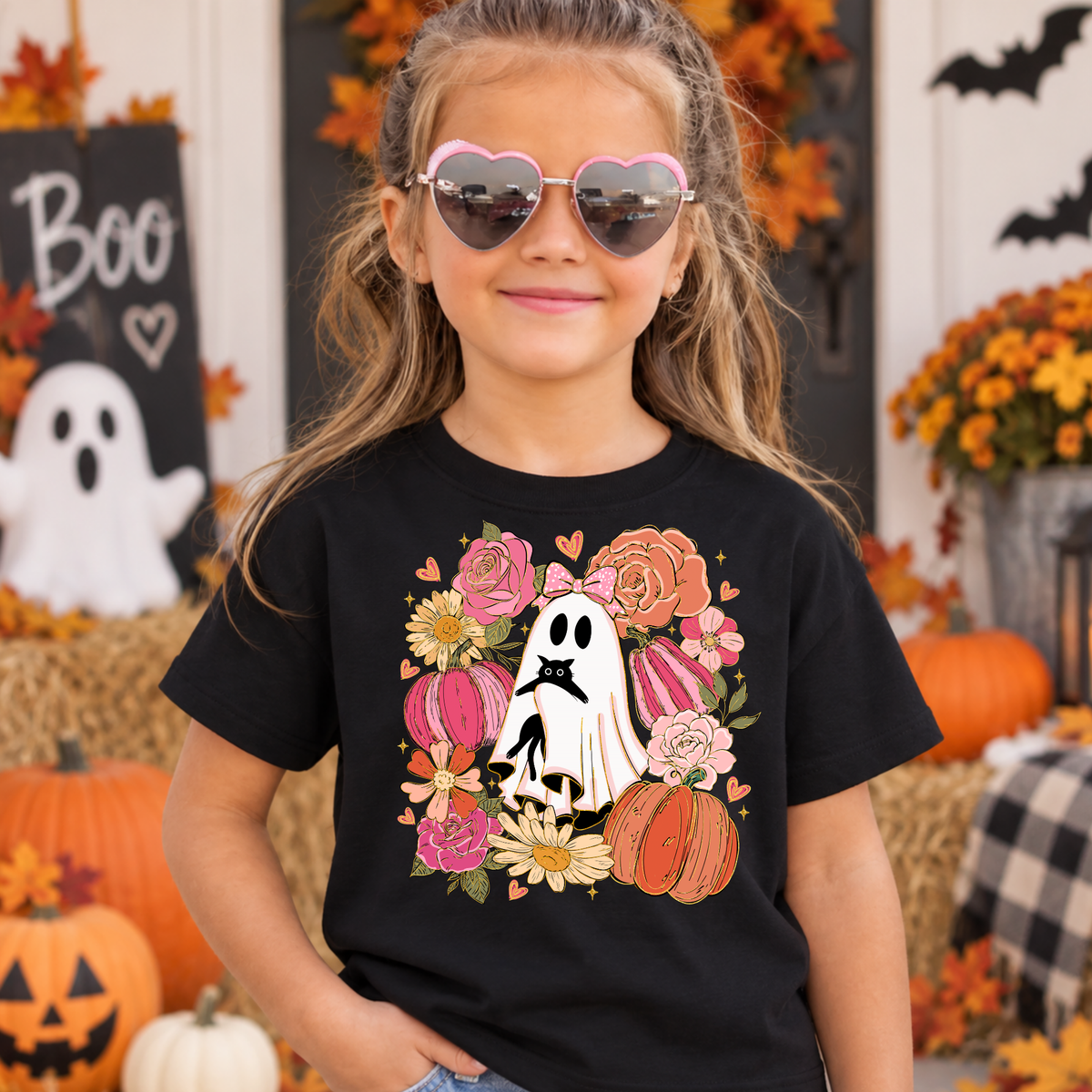 CUTE FLORAL GHOST Halloween Kids Shirt | Toddler & Youth Sizes
