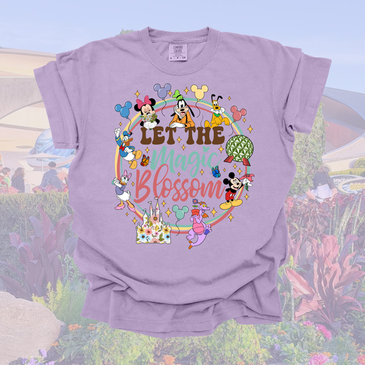 LET THE MAGIC BLOSSOM – Flower & Garden Festival Outfit, Spring Park Day Tee, Comfort Colors Youth & Adult, Gift for Women Moms Girls