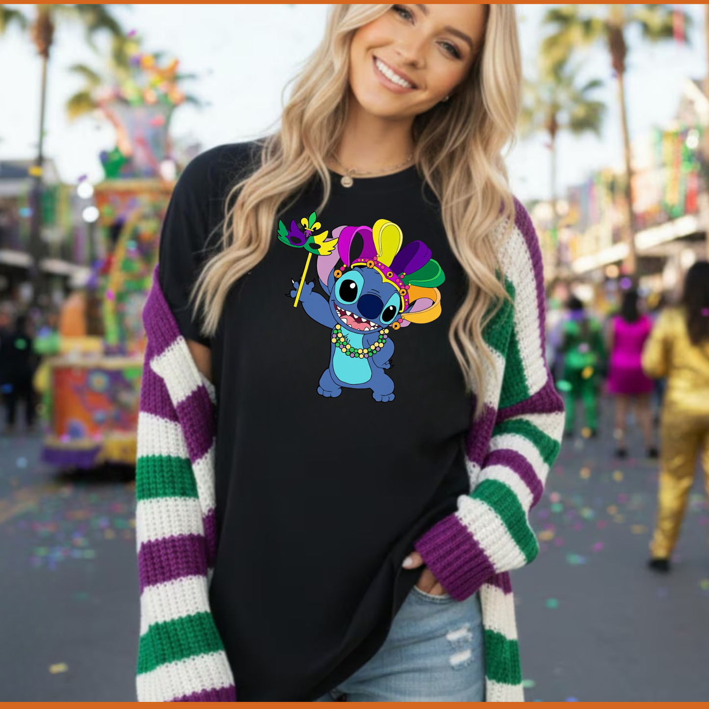 Blue Alien Mardi Gras Shirt