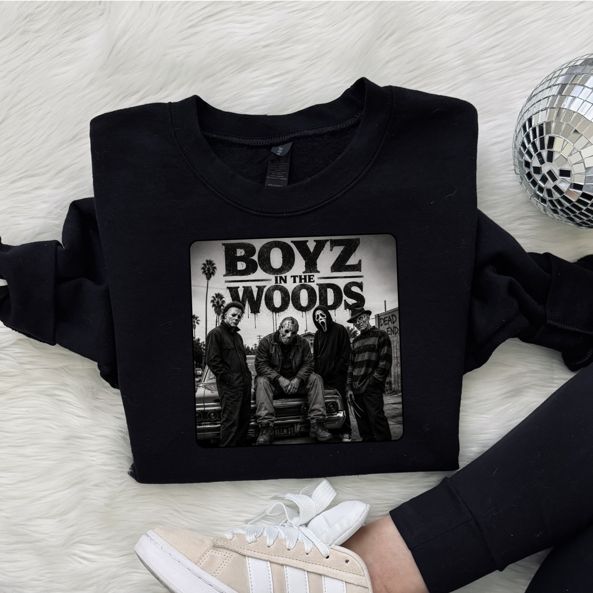 Boys in the Woodz  Horror Crewneck Sweatshirt | Retro Horror Movie Sweatshirt | Spooky Halloween Crewneck`