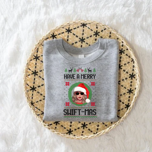 Merry Sw1ftmas Christmas Ugly Sweater Crewneck Sweatshirt for Girls