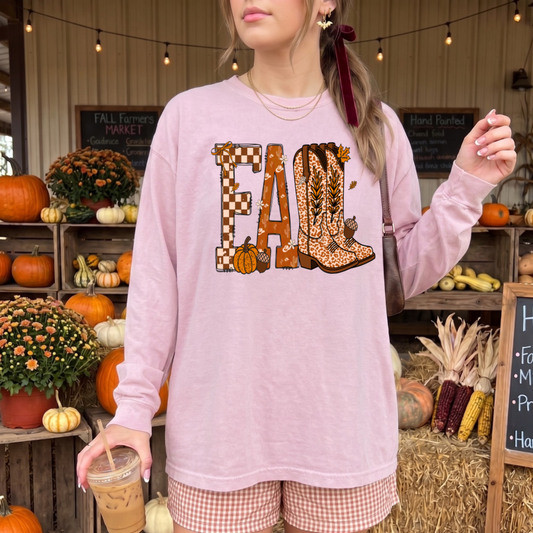 Comfort Colors Fall Cowboy Boots Long or Short Sleeve | Cute Fall Shirt