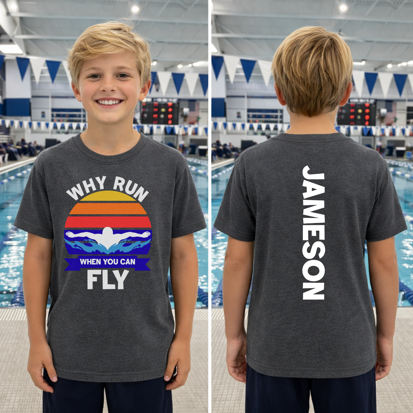 Custom Swim Team Hoodie with Name on Back | Youth & Adult Sizes