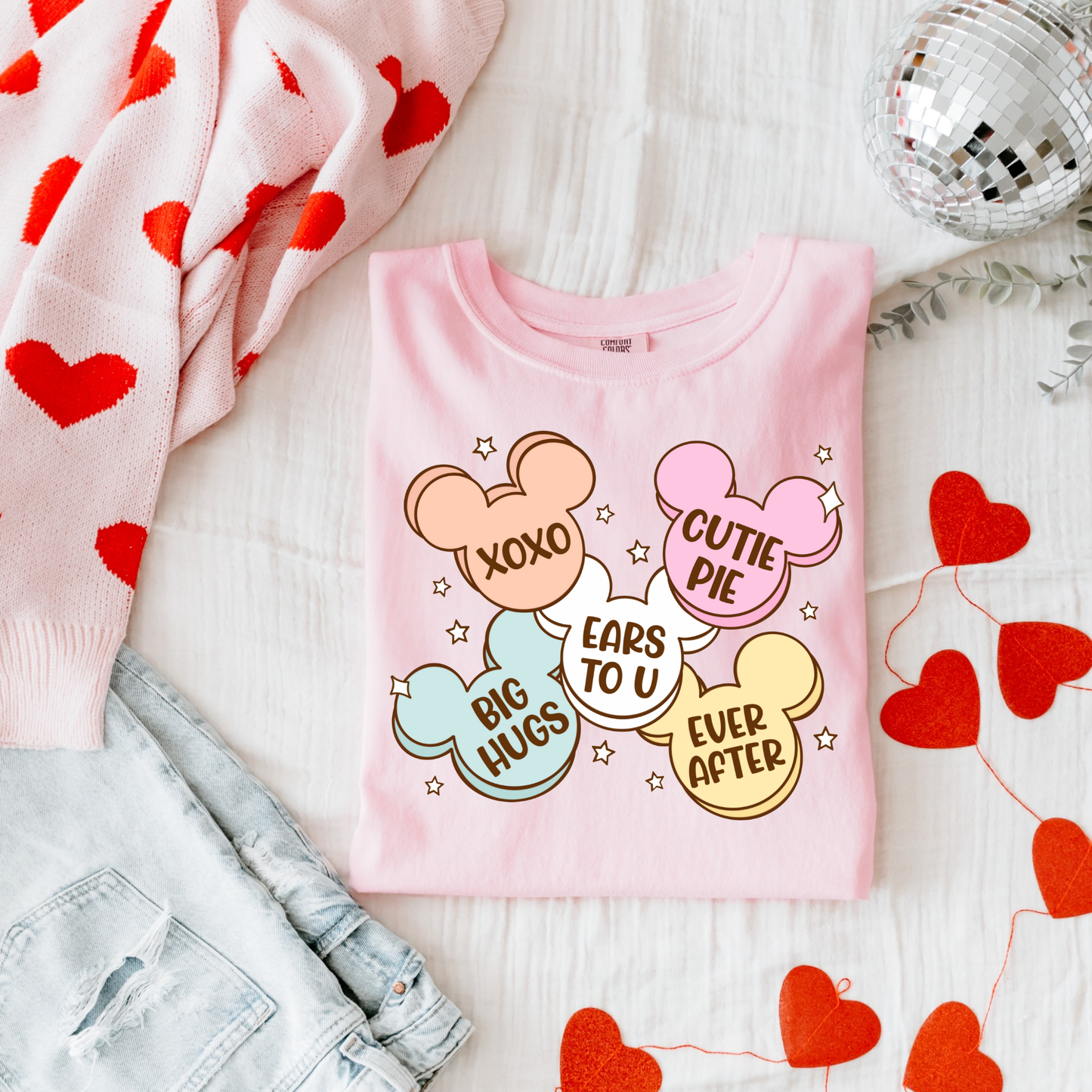 Valentines Candy Hearts T-Shirt for Women | Cozy Park Day Shirt | Gift for Her