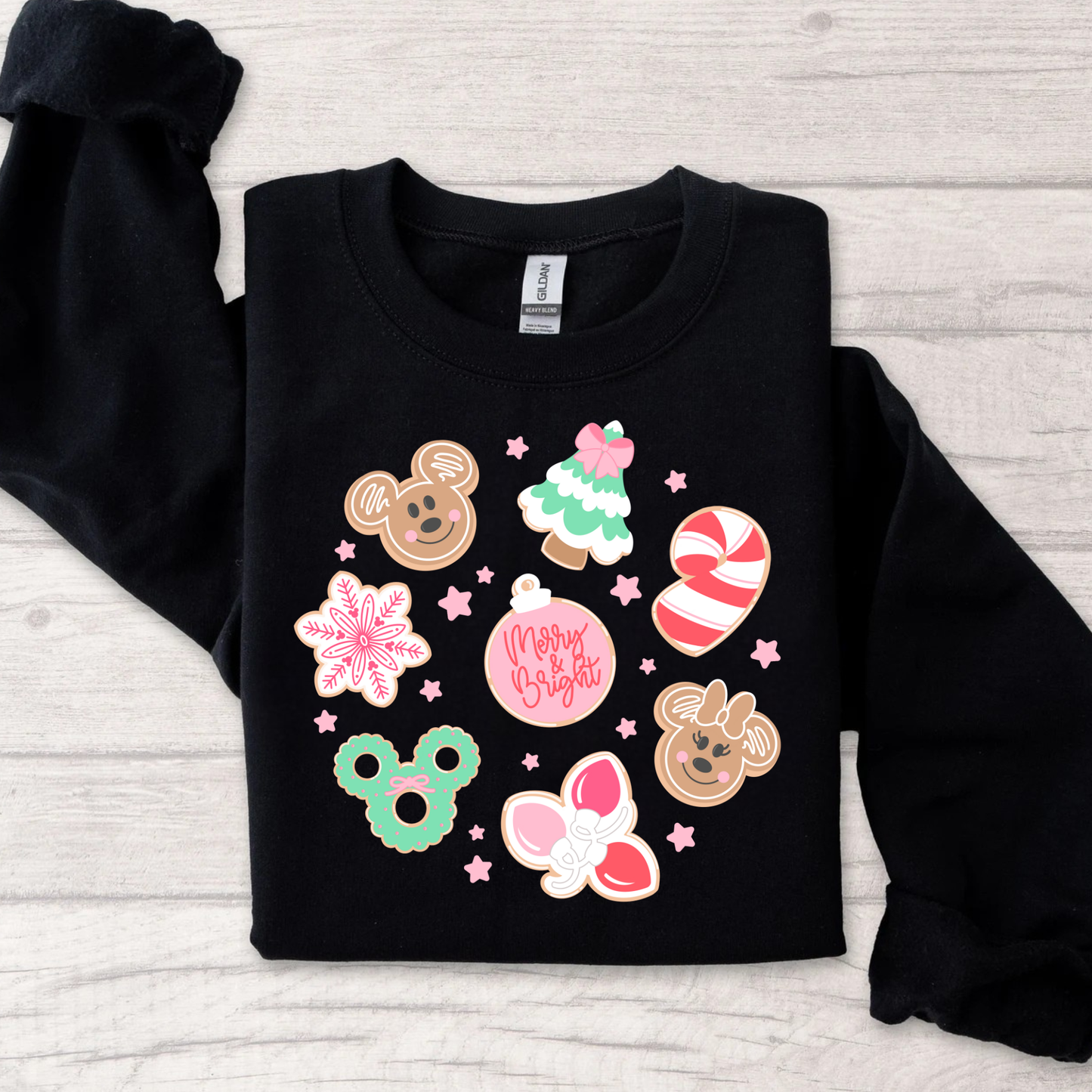 Merry & Bright Gingerbread Christmas Crewneck Sweatshirt for Kids and Adults