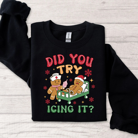 Funny nurse Christmas crewneck with gingerbread men
