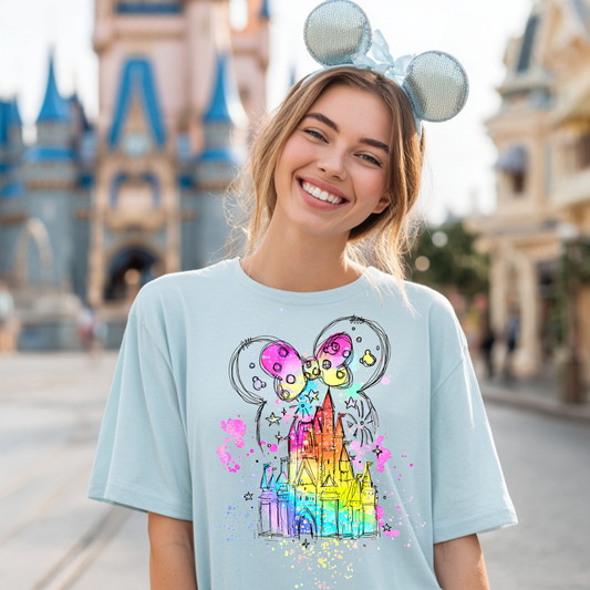 Watercolor Ombré Castle | Cute Theme Park Shirt | Vacation Outfit Tee