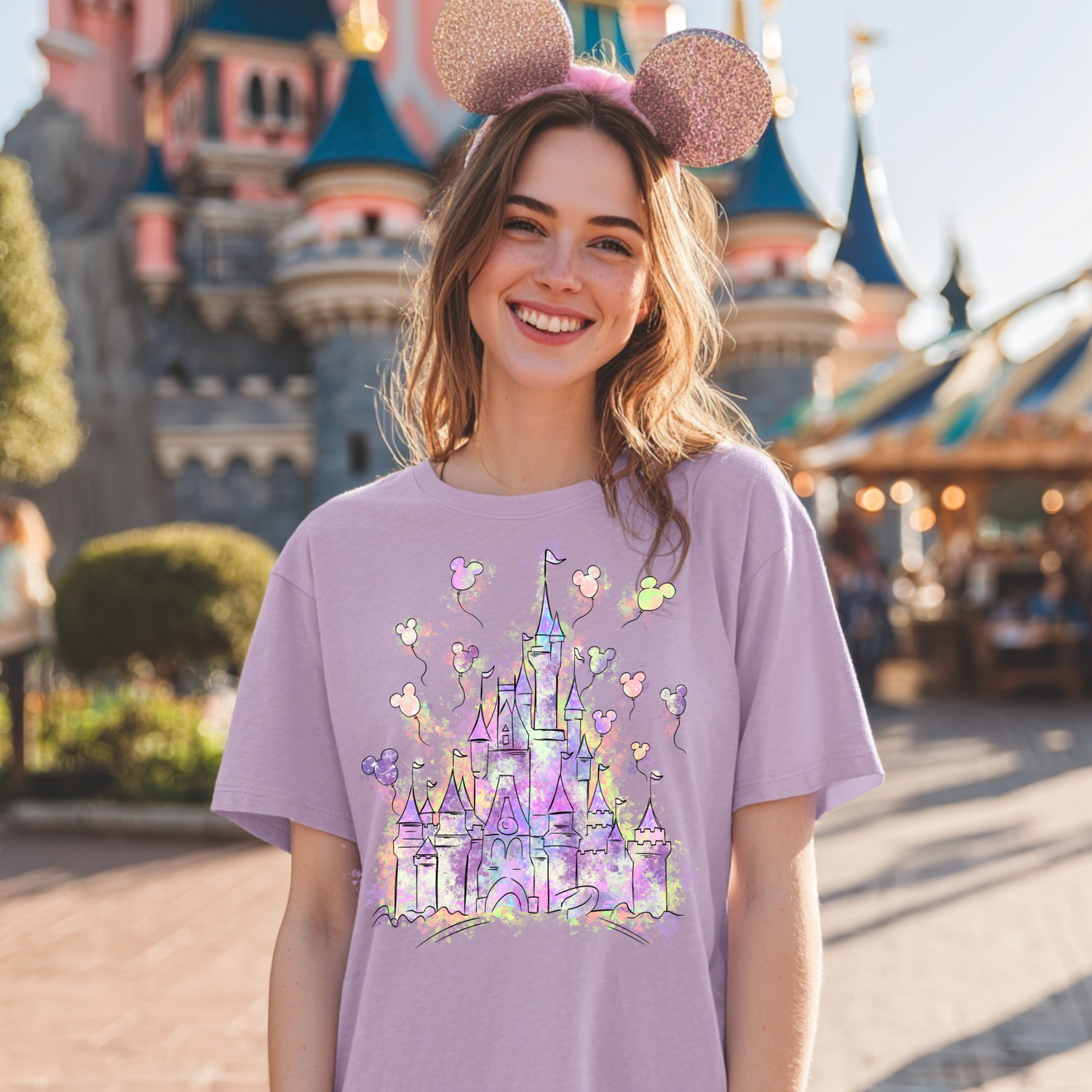 Pastel Watercolor Castle | Cute Theme Park Shirt | Vacation Outfit Tee