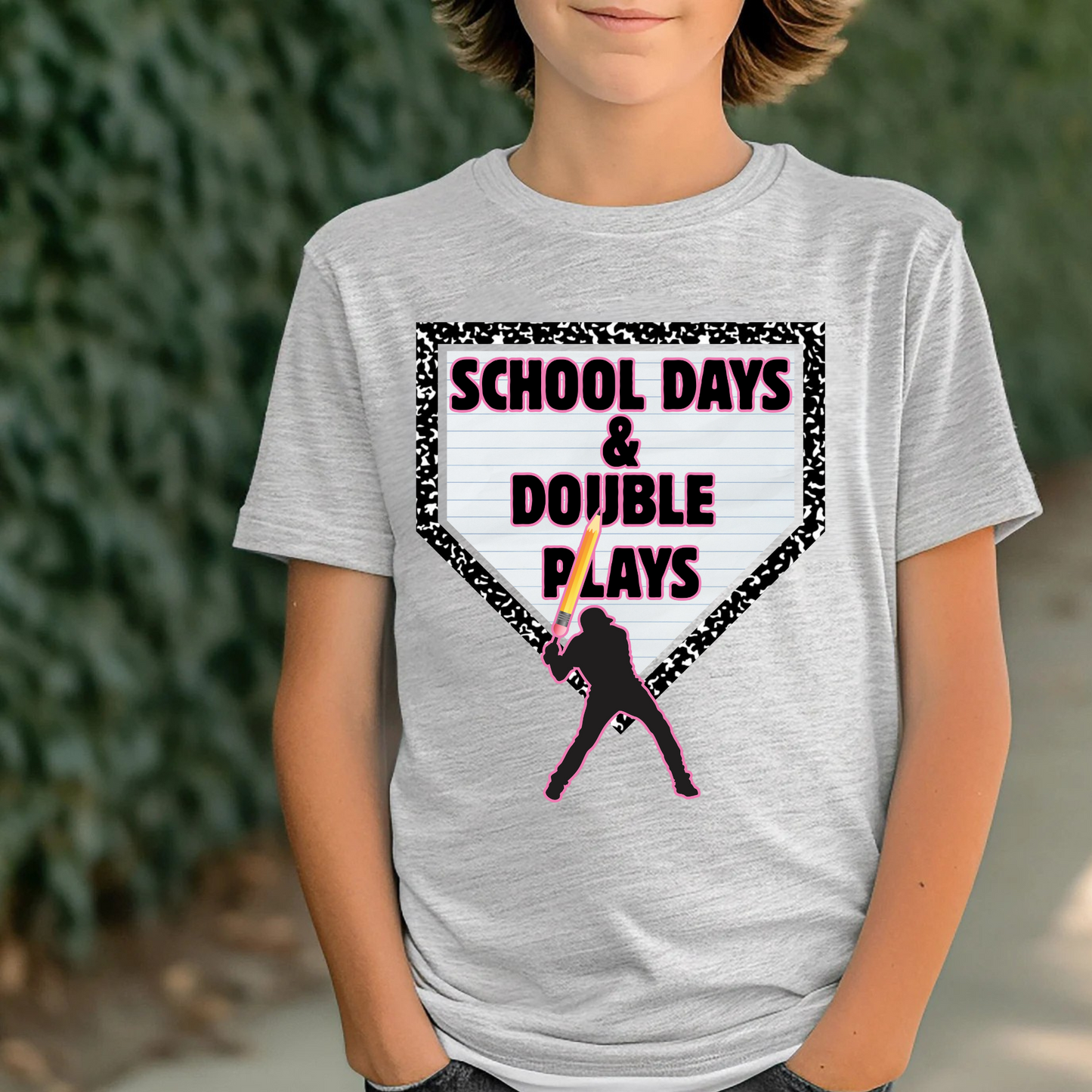 School Days and Double Plays Drip Baseball Shirt for Kids
