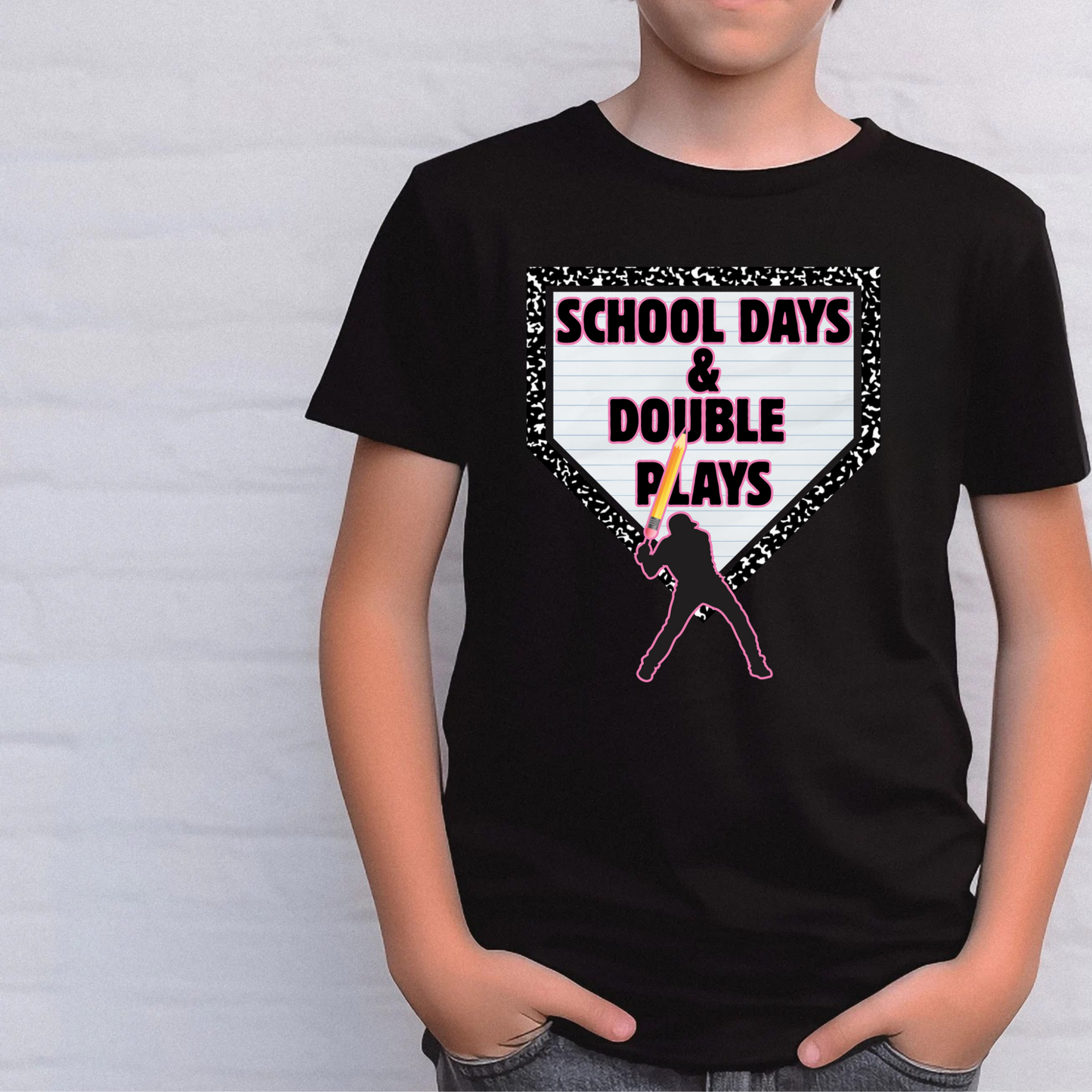 School Days and Double Plays Drip Baseball Shirt for Kids