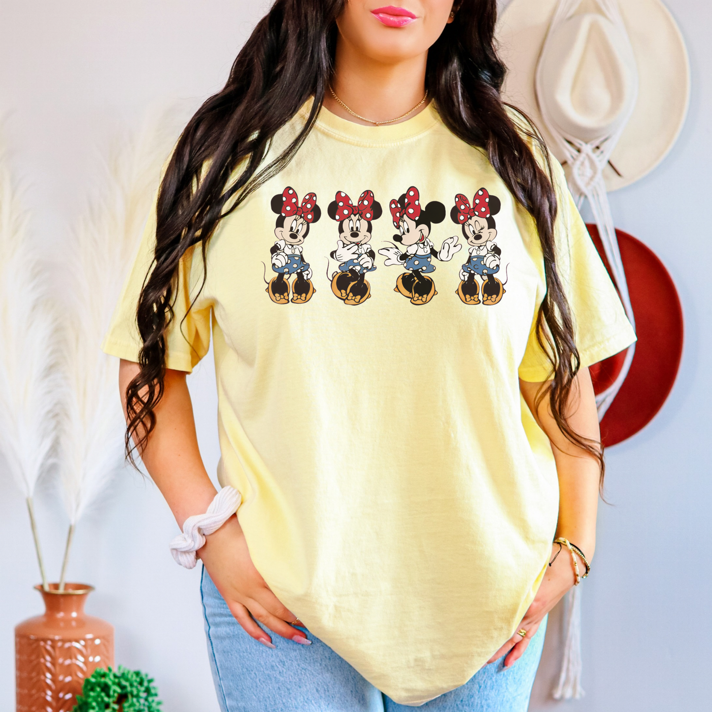 RETRO POLKA DOT BOW MOUSE SHIRT - COMFORT COLORS TEE - VACATION PARK DAY TSHIRT