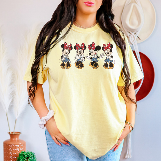 RETRO POLKA DOT BOW MOUSE SHIRT - COMFORT COLORS TEE - VACATION PARK DAY TSHIRT