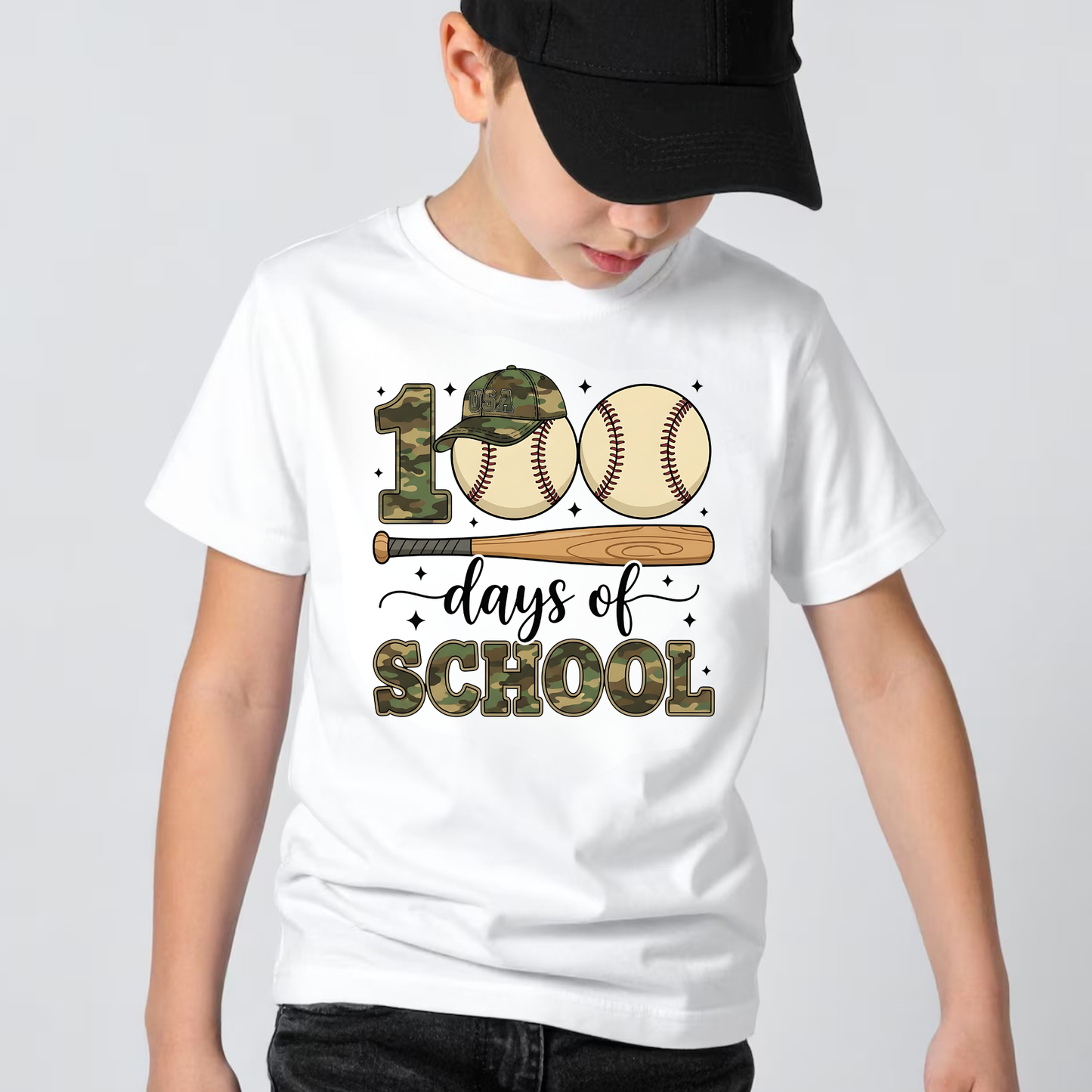Boys Baseball 100 Days of School Shirt | 100th Day of School Baseball Tee for Kids