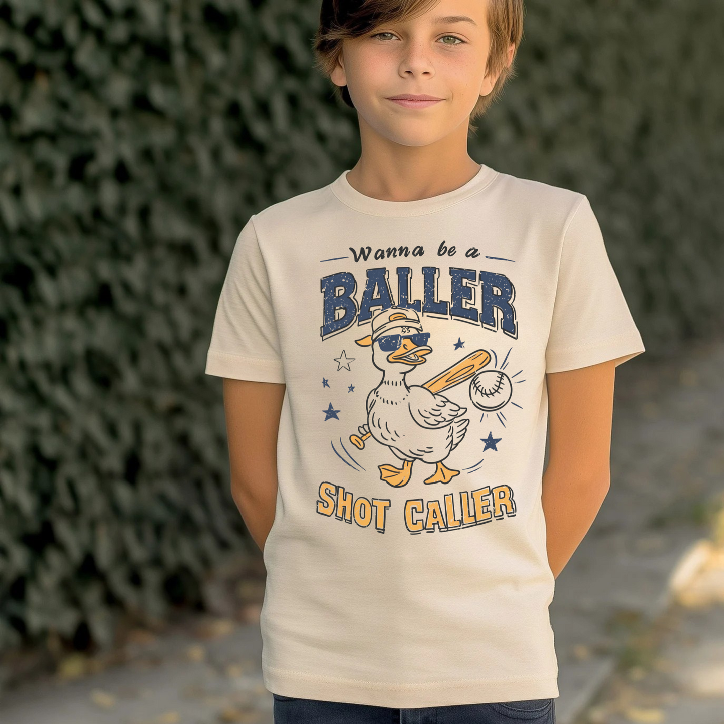 Baller Shot Caller Drip Baseball Shirt for Kids