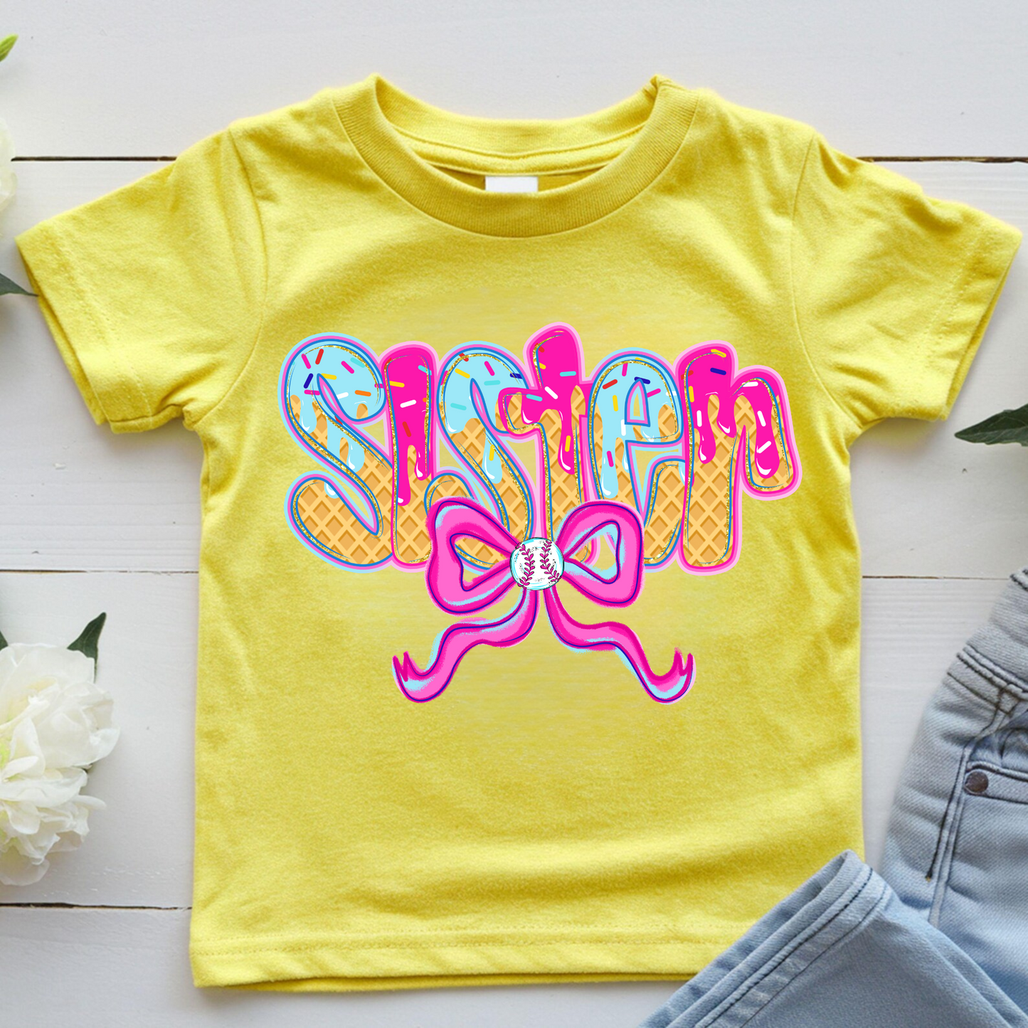 Baseball Sister Drip Shirt for Kids