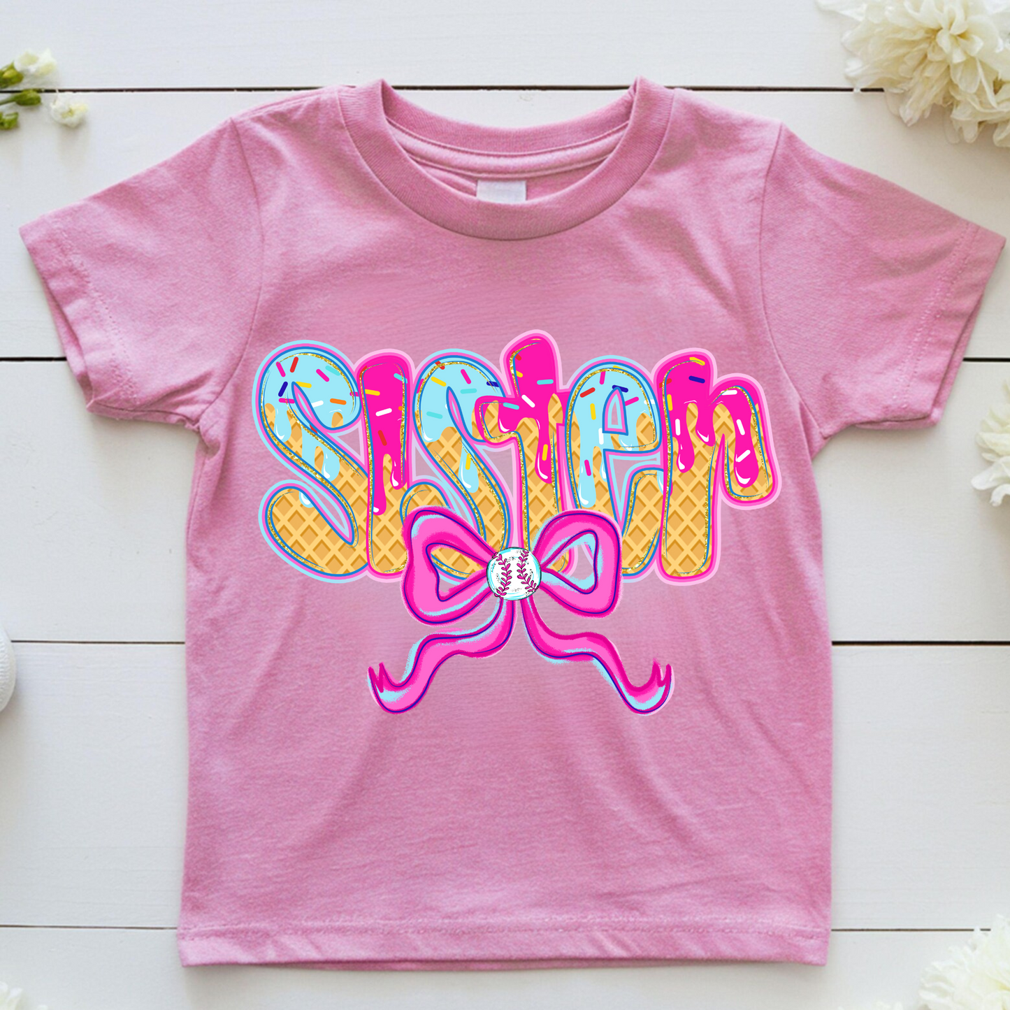 Baseball Sister Drip Shirt for Kids