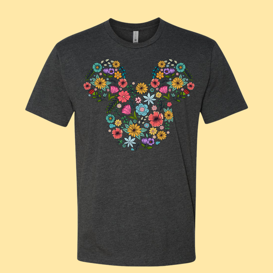 FLORAL MOUSE - NEXT LEVEL CVC SHIRT