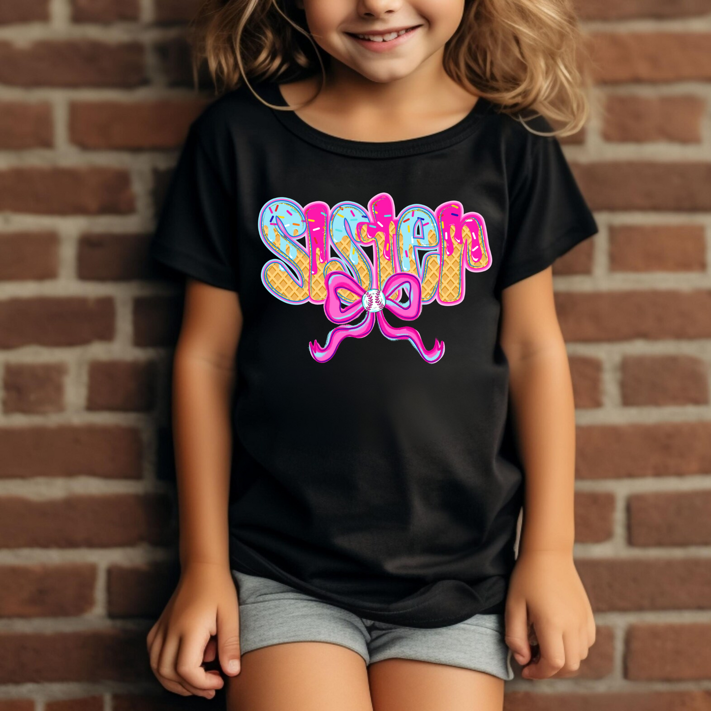 Baseball Sister Drip Shirt for Kids