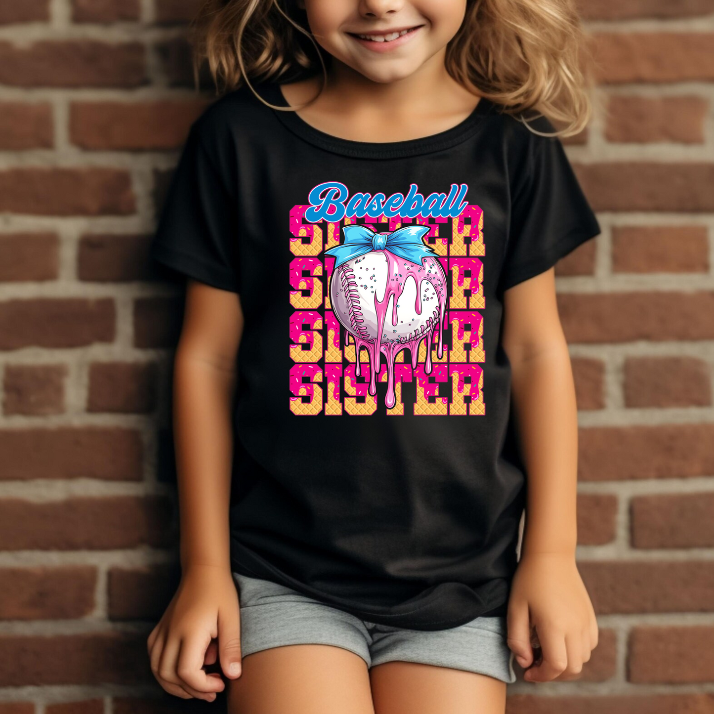 Baseball Sister Drip Shirt for Kids