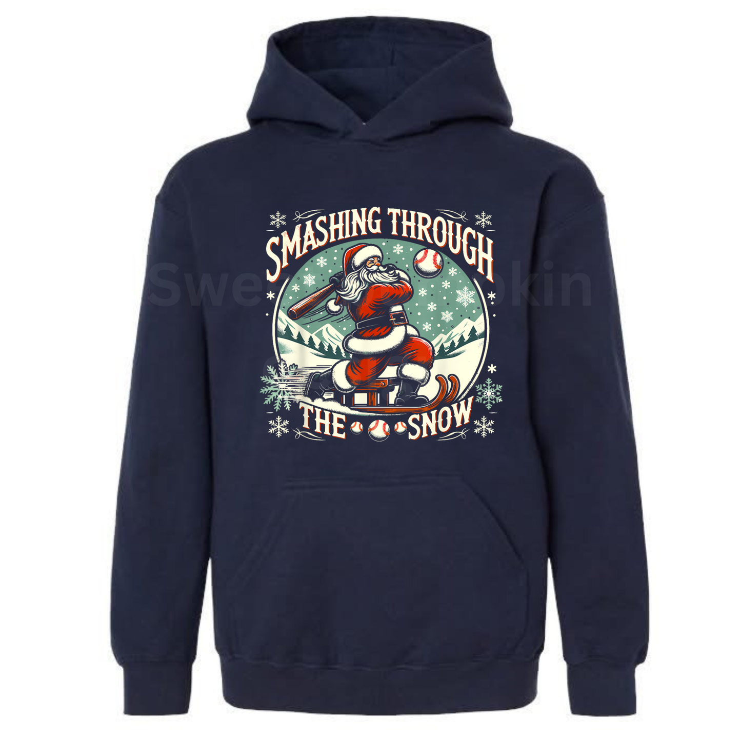 Smashing Through the Snow Christmas Baseball Hoodie