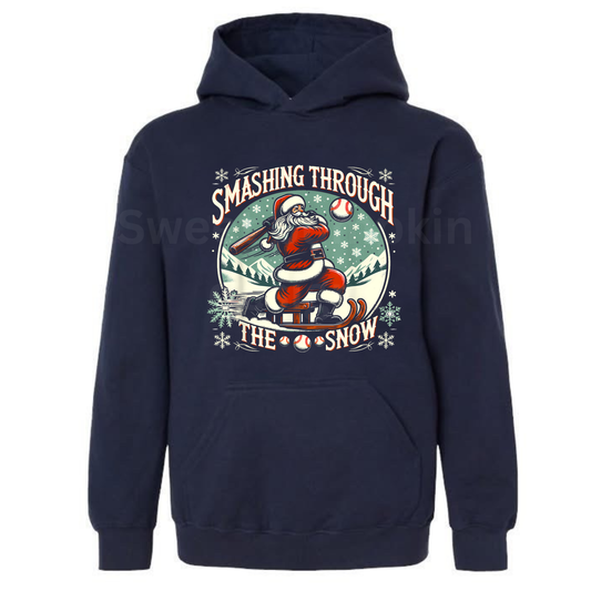 Smashing Through the Snow Christmas Baseball Hoodie