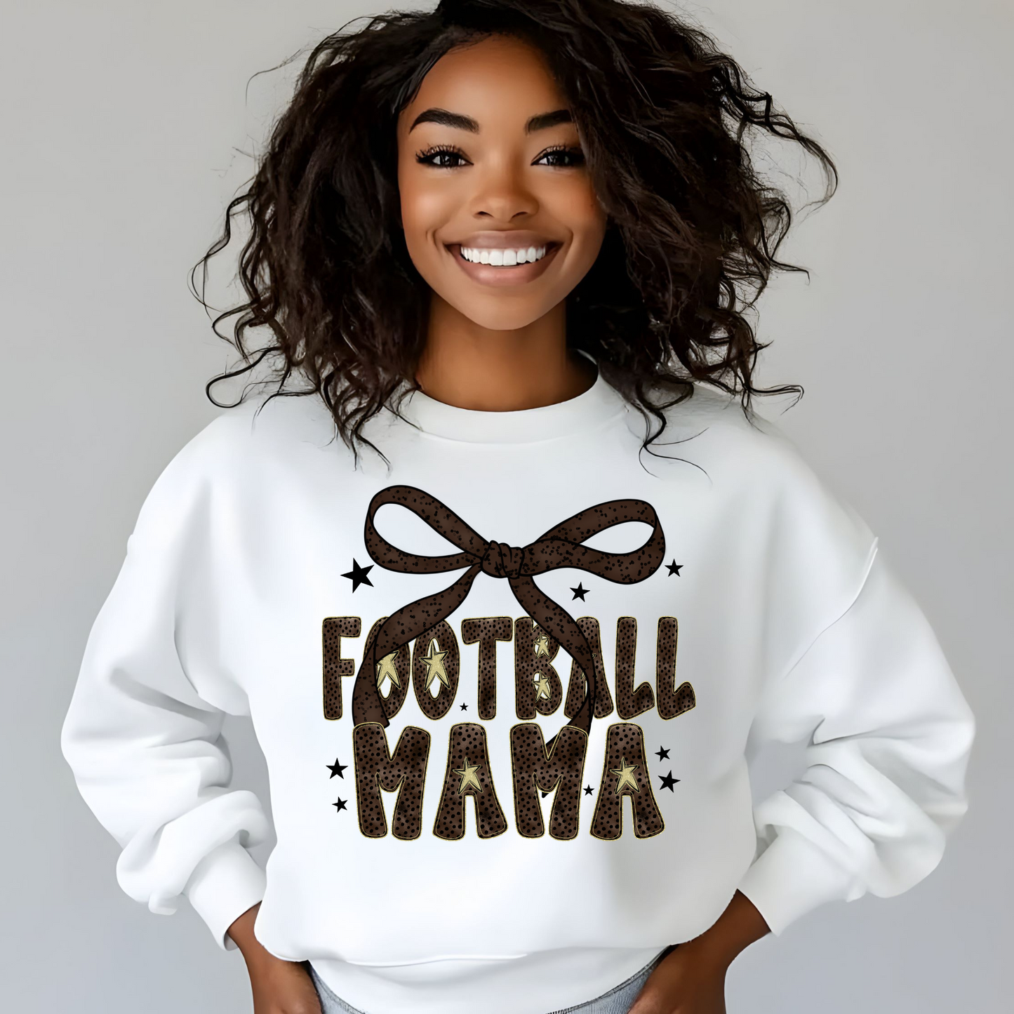 Football Mama Bow Crewneck Sweatshirt
