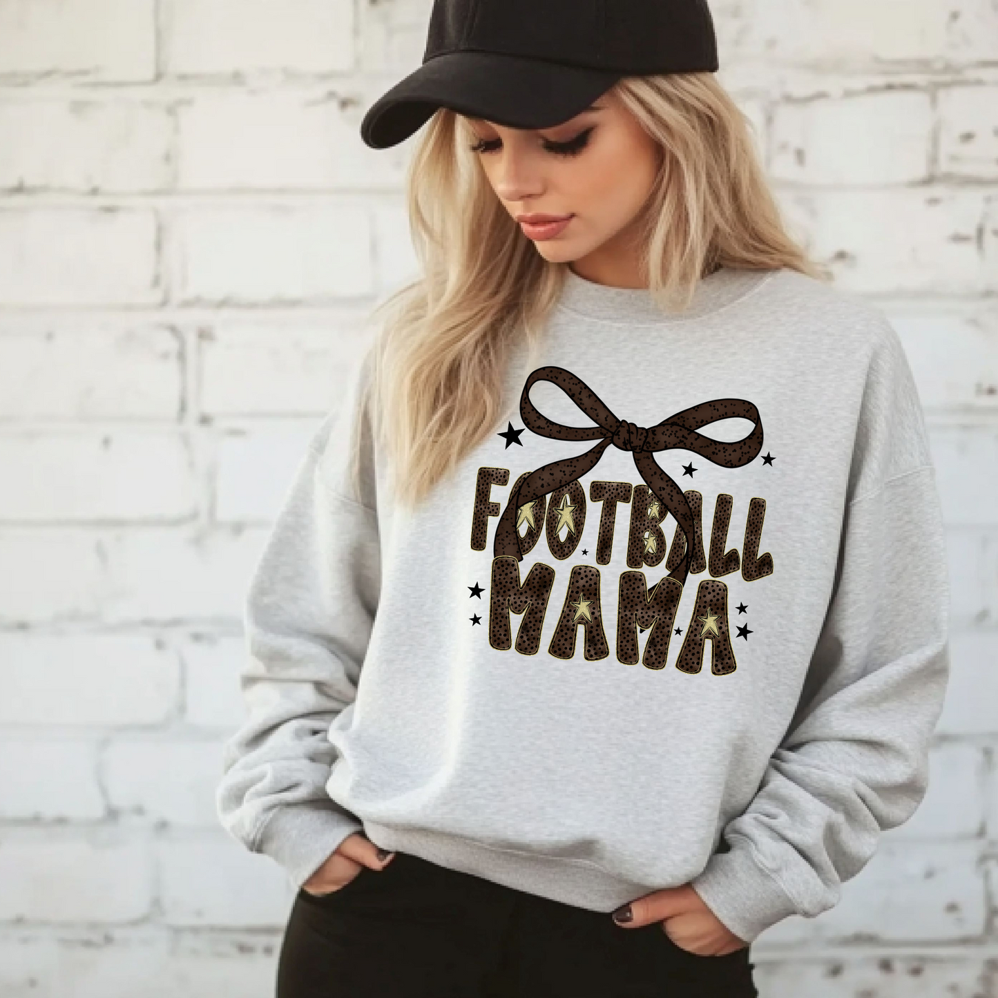 Football Mama Bow Crewneck Sweatshirt