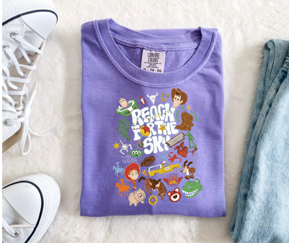REACH FOR THE SKY TANK OR TEE - COMFORT COLORS - MAGICAL PARK DAY VACATION TOP