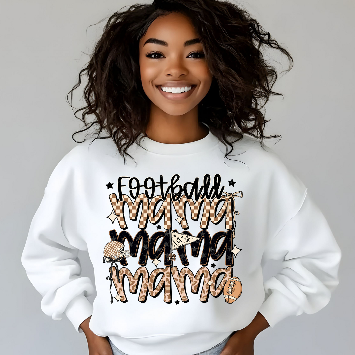 Football Mama Bow Crewneck Sweatshirt
