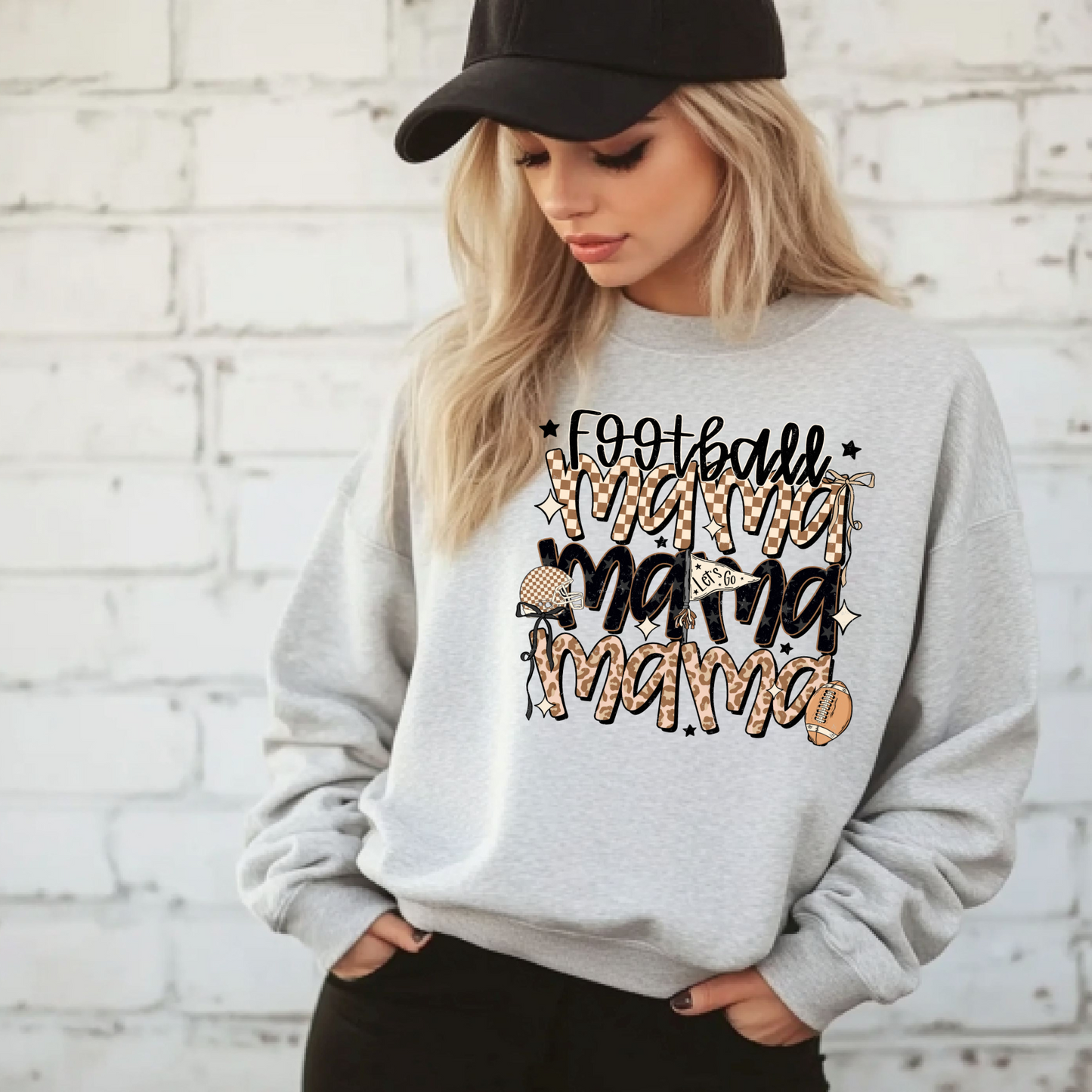 Football Mama Bow Crewneck Sweatshirt
